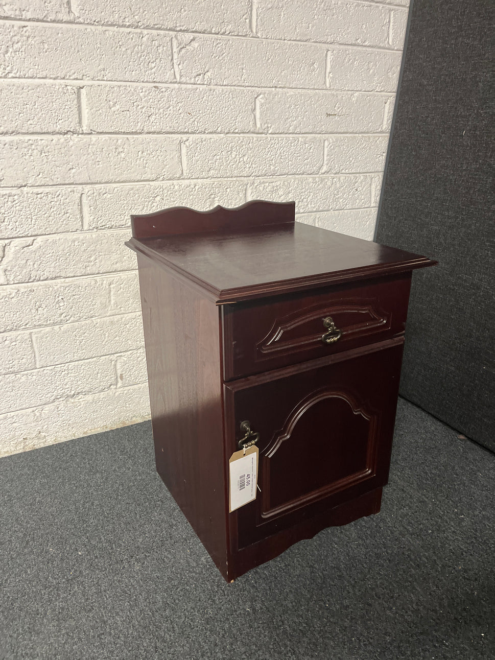 Mahogany rossmore 1 door 1 drawer bedside locker 1225