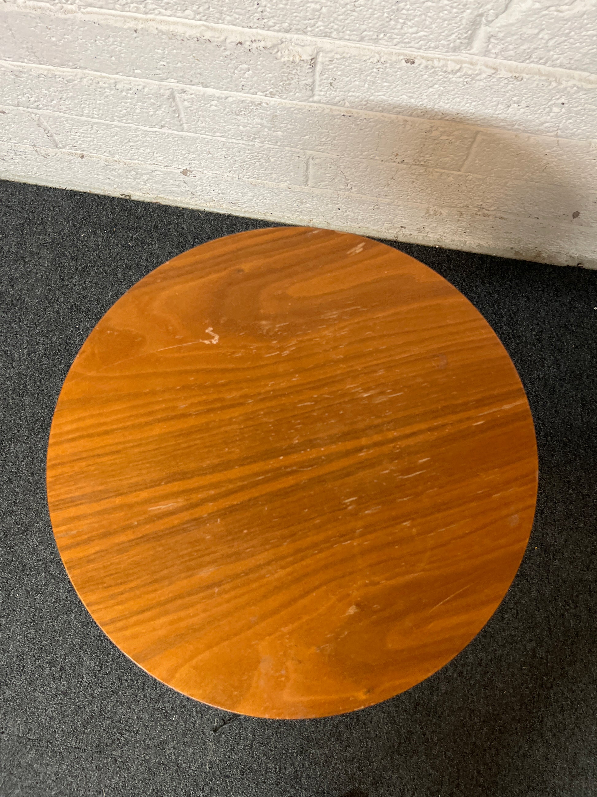 Small cherry lamp table with grey metal base 1325