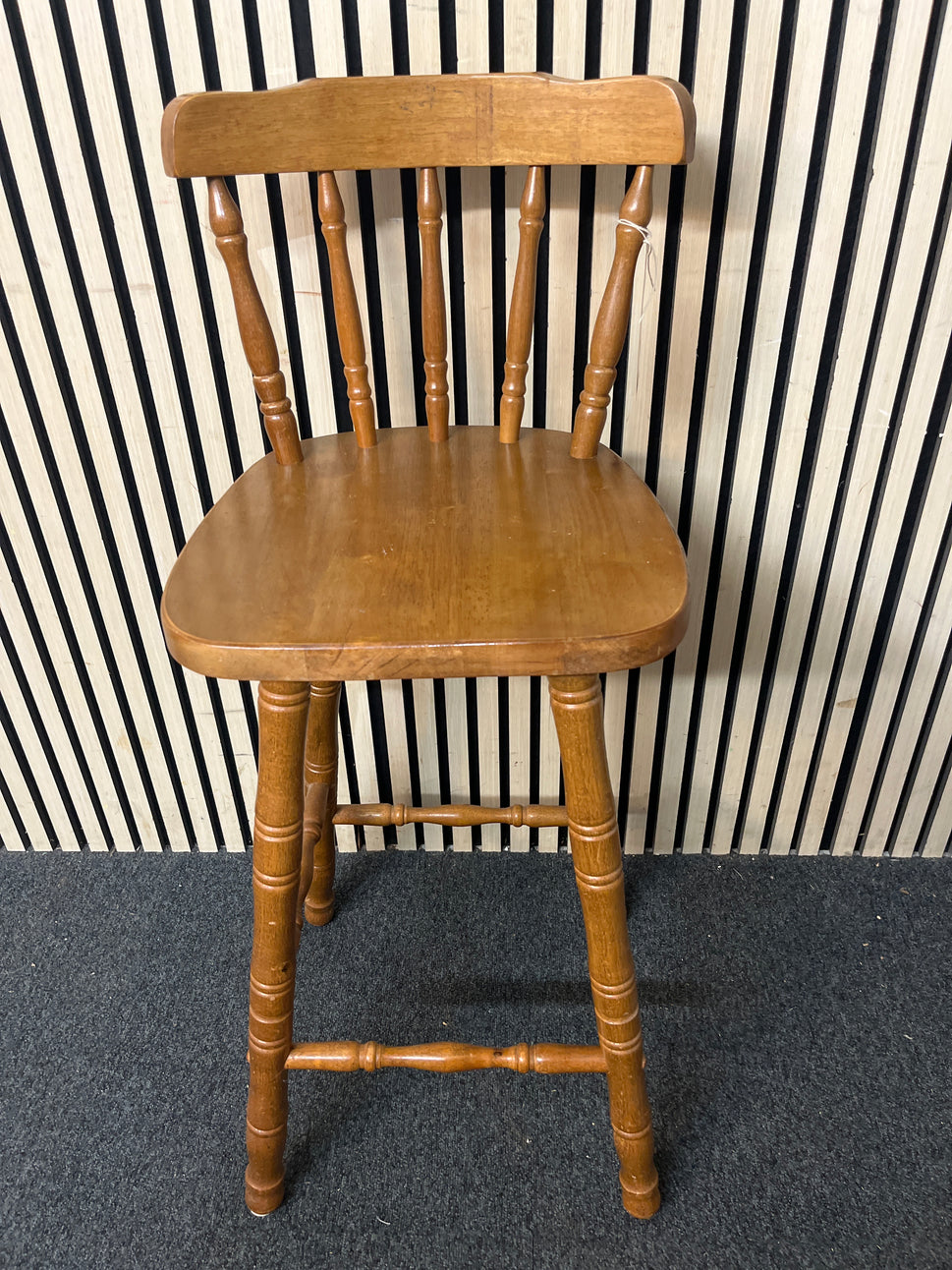 Tall solid wood bar stool circular top 43594