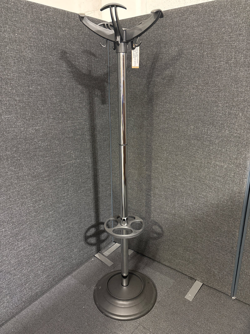 Coat stand with 8 coat hooks and 8 umbrella hooks 1730 mm high - black