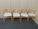 Set of 4 no. solid wood curved back dining chair with arms 44634
