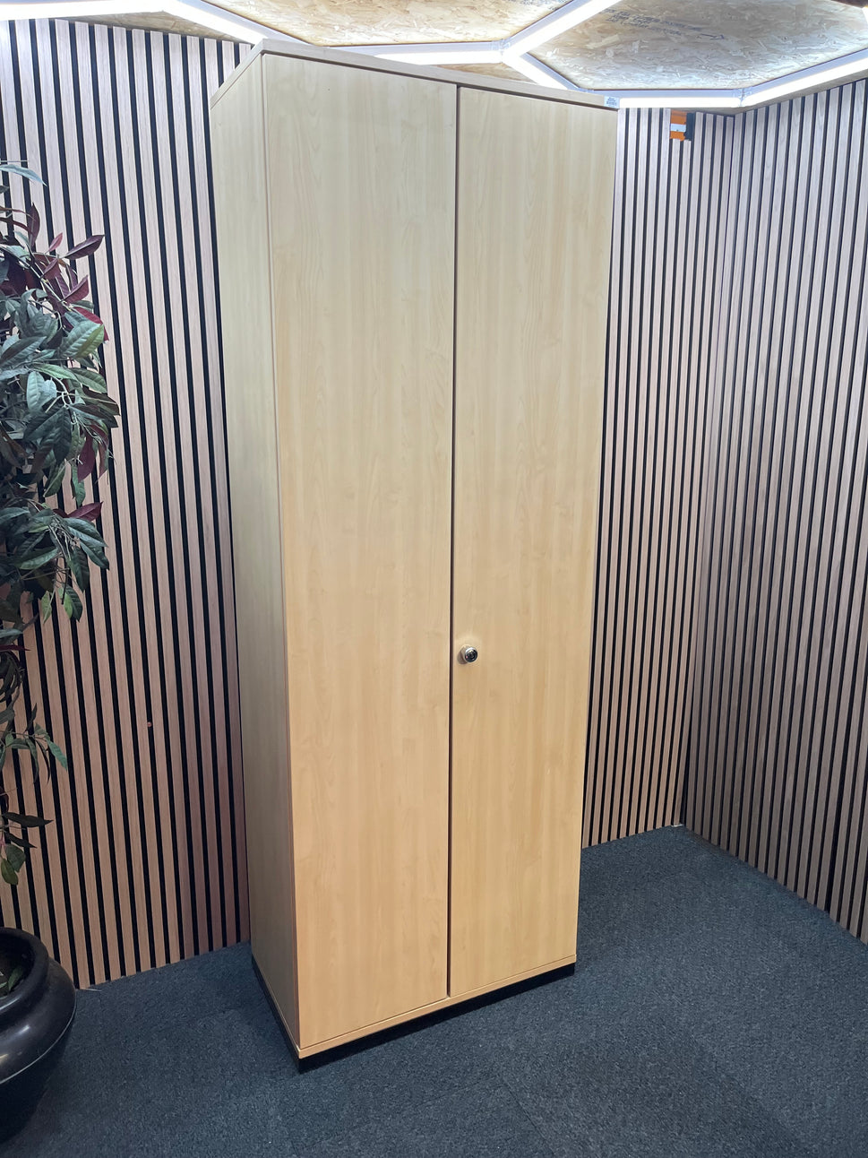 Tall Maple two door unit storage unit (H 223 x W 77 x D 44 cm)