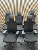 Vitra Headline high back Executive office swivel chair with integrated headrest and adjustable Lumbar support, polished chrome frame and heigh adjustable arms on a polished chrome 5 star base