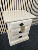 Cream painted 3 drawer bedside locker 42Wx38Dx55H 44542