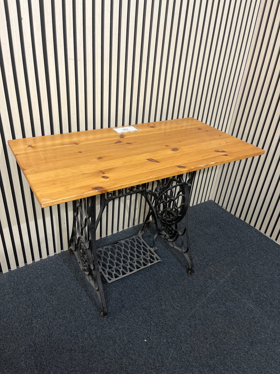 Cast iron singer sewing table with solid pine top 3325