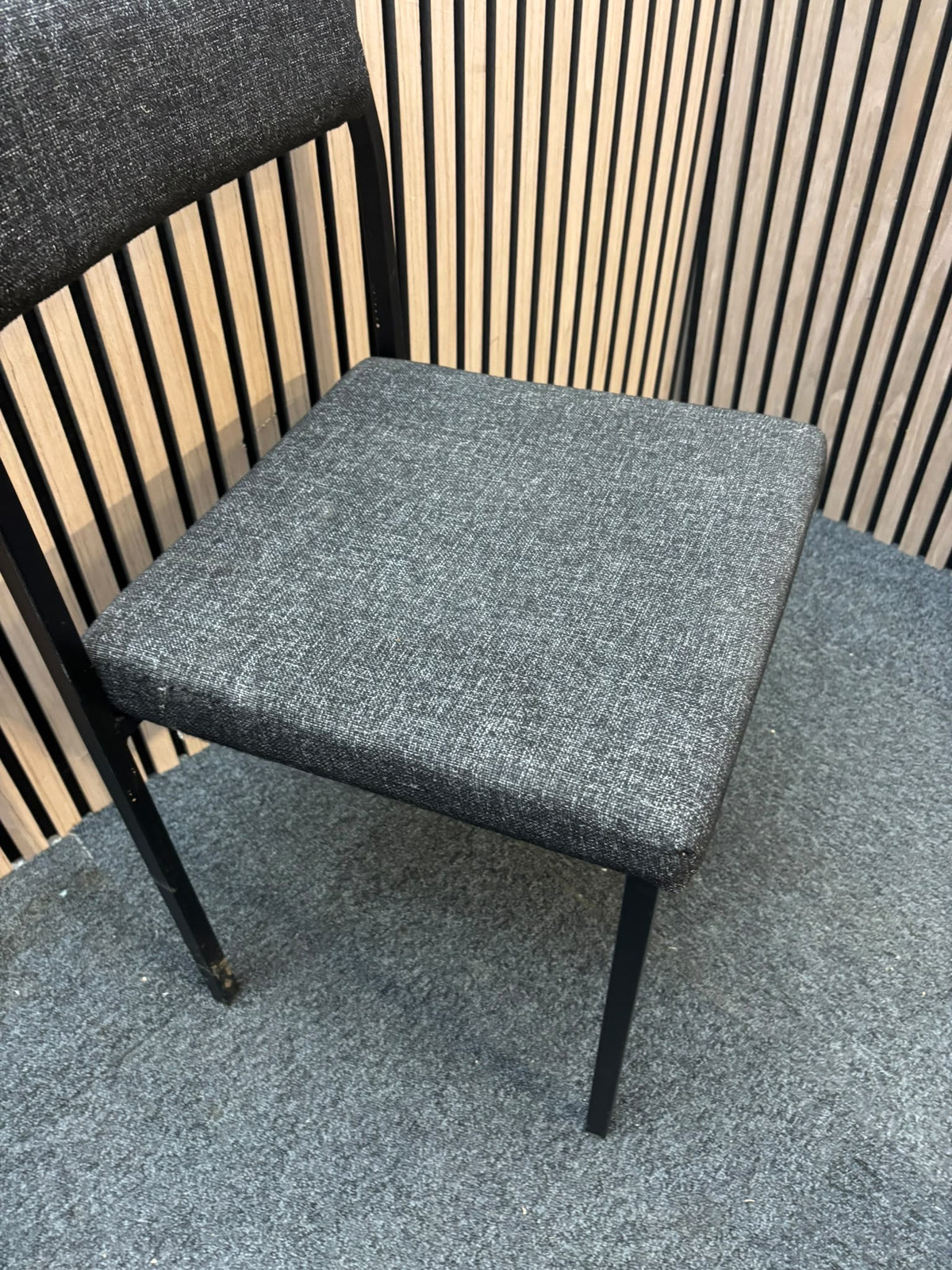 Charcoal fabric, black metal framed meeting chair J3952