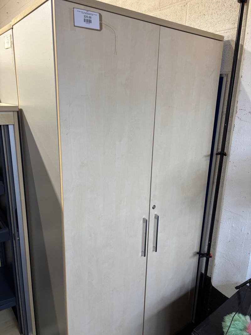 Tall Light maple 2 door storage unit wuth doors and grey carcass. 200Hx100Wx50D J3916