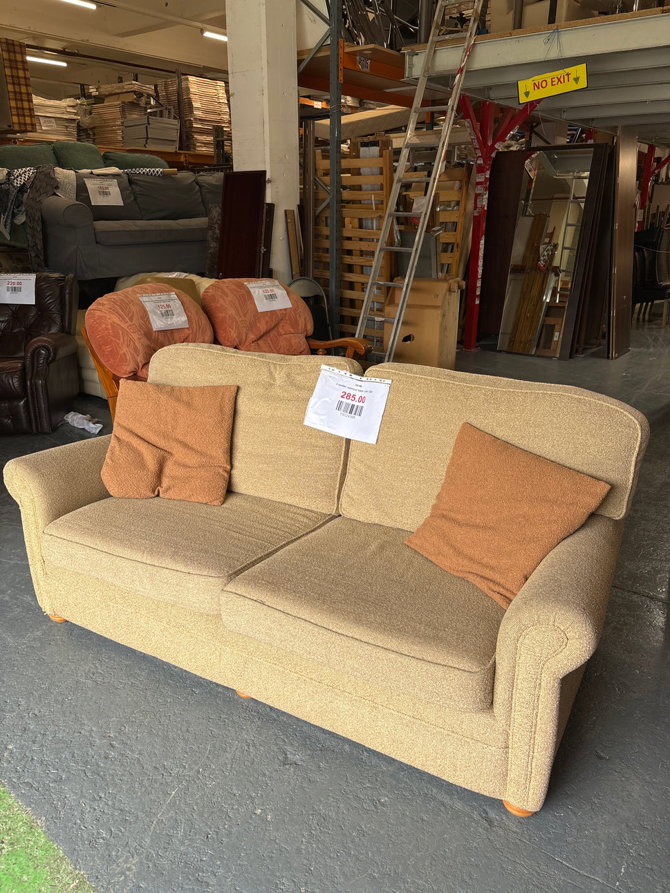 2 seater oatmeal fabric sofa 1225