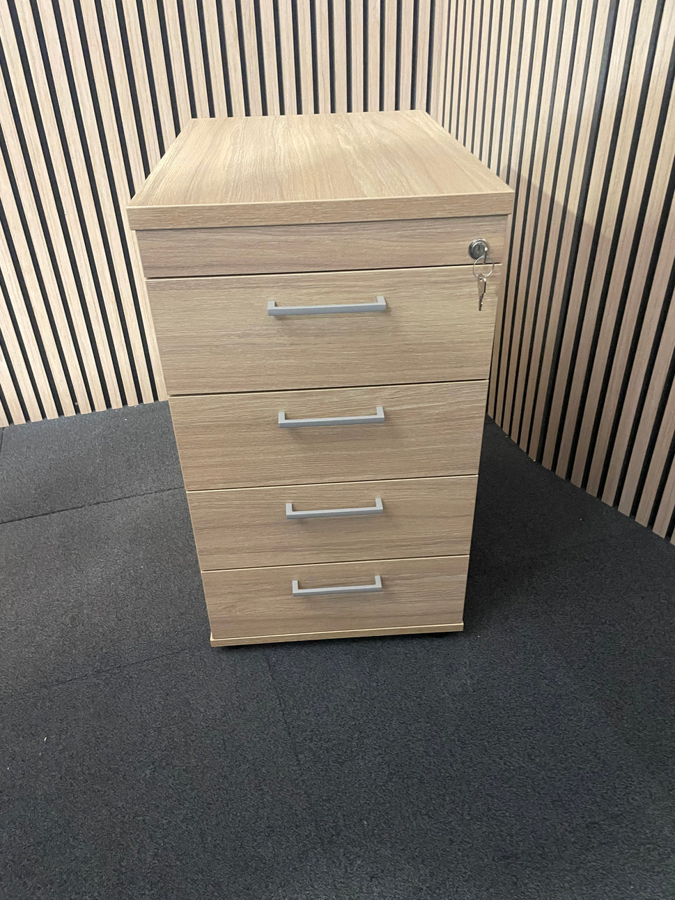 American oak 4 drawer desk high pedestal