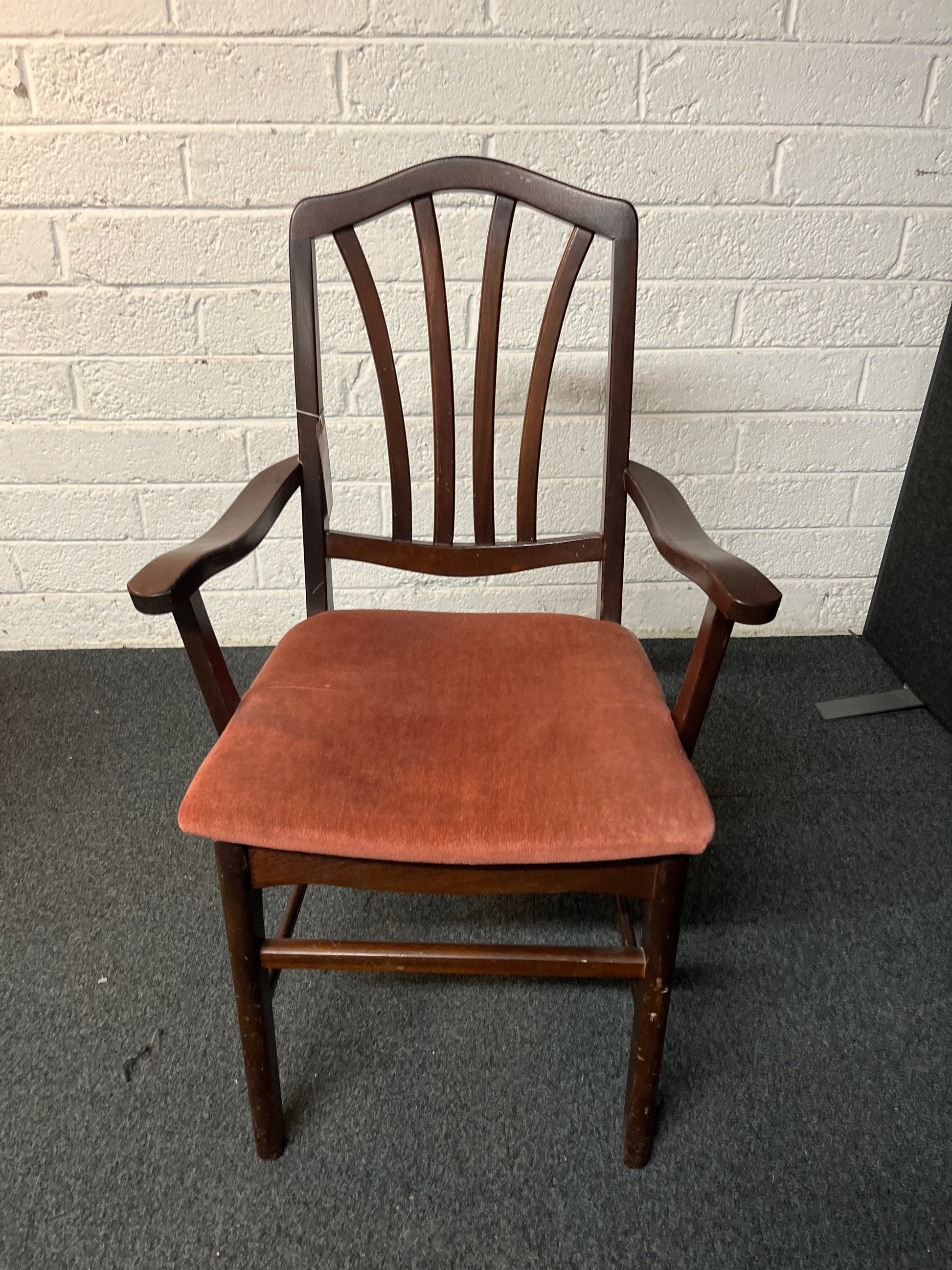 Mahogany framed, wine seat fabric carver dining chair 2225