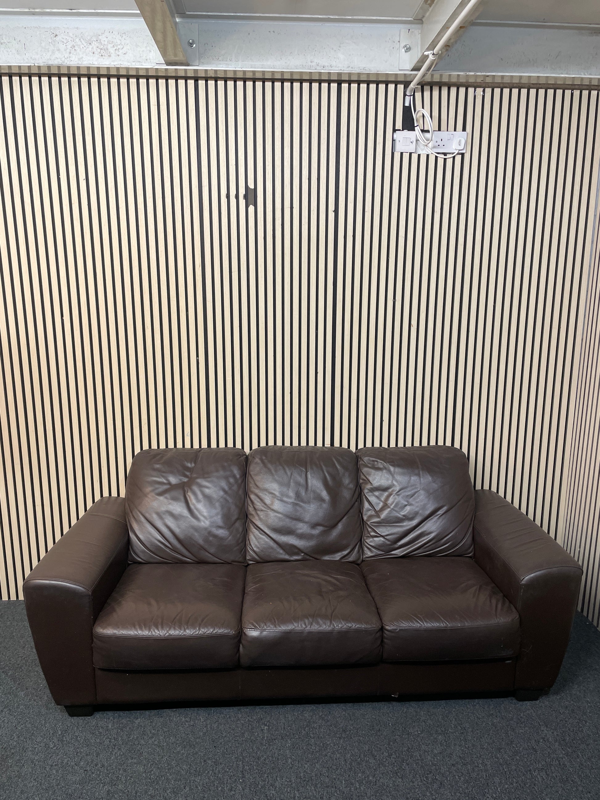 3+2 Leather Sofa Suite Brown 1126