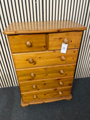 Solid pine chest with two small and four large drawers (H 103 x W 80 x D 47 cm) 44532