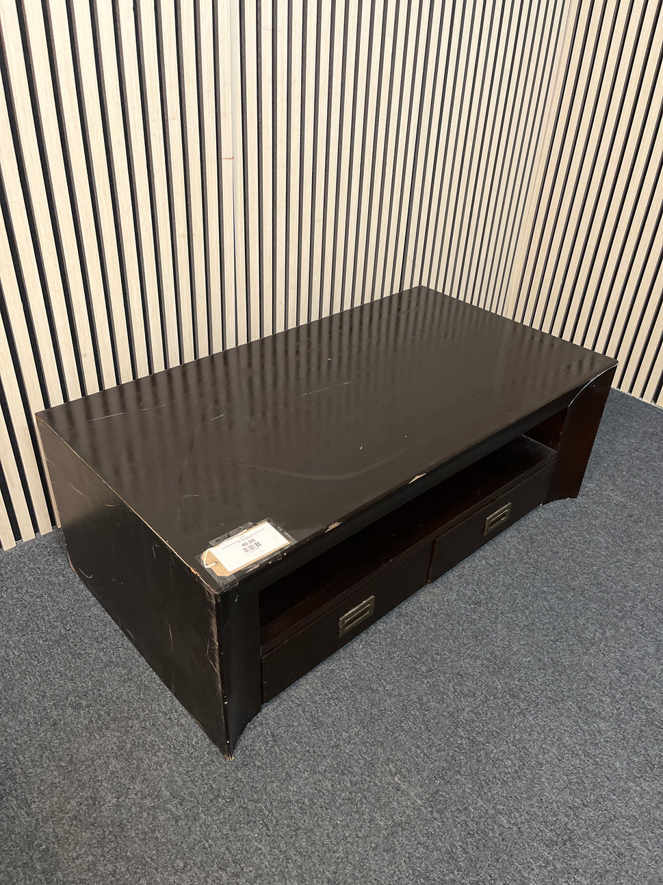 darkwood coffee tables with drawers and shelf (H 40 x W 110 x D 60 cm) 2425
