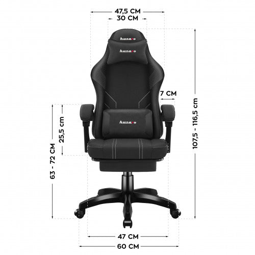 NEW Huzaro Force 3.7 Carbon gaming chair in black PU leatherette with fixed arms