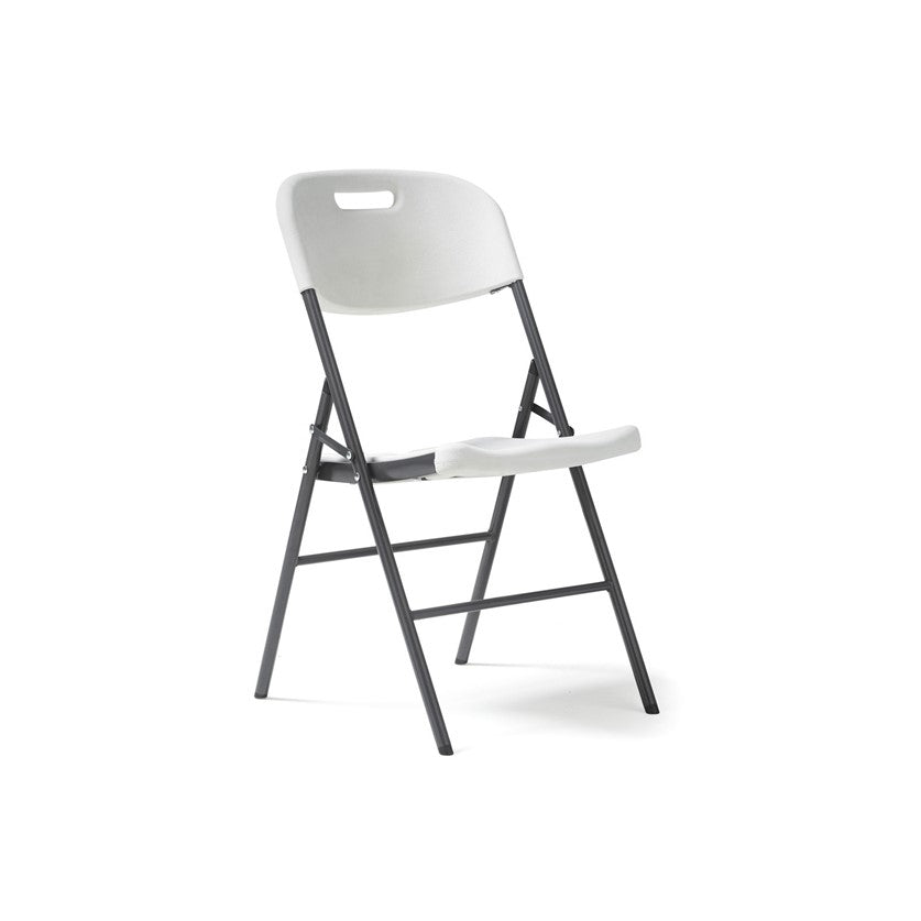 Ex Demo Hebe steel folding chair with blow moulded seat and back in white