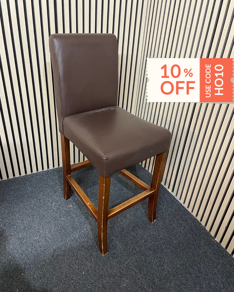 Brown leather medium height stools 1126
