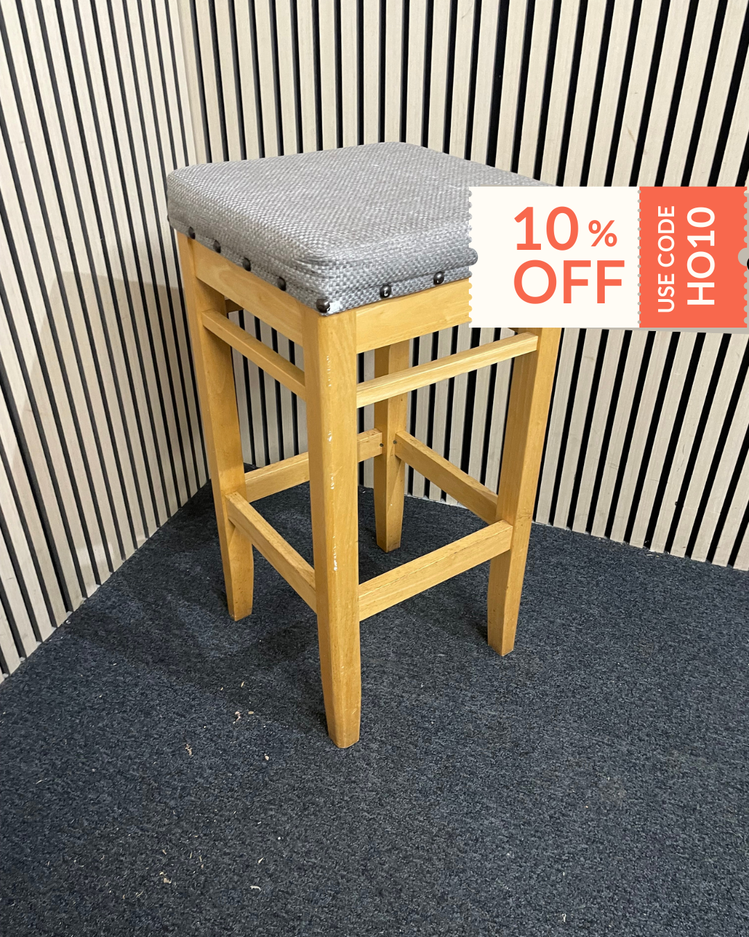 Fabric Square High Bar Stool 1126