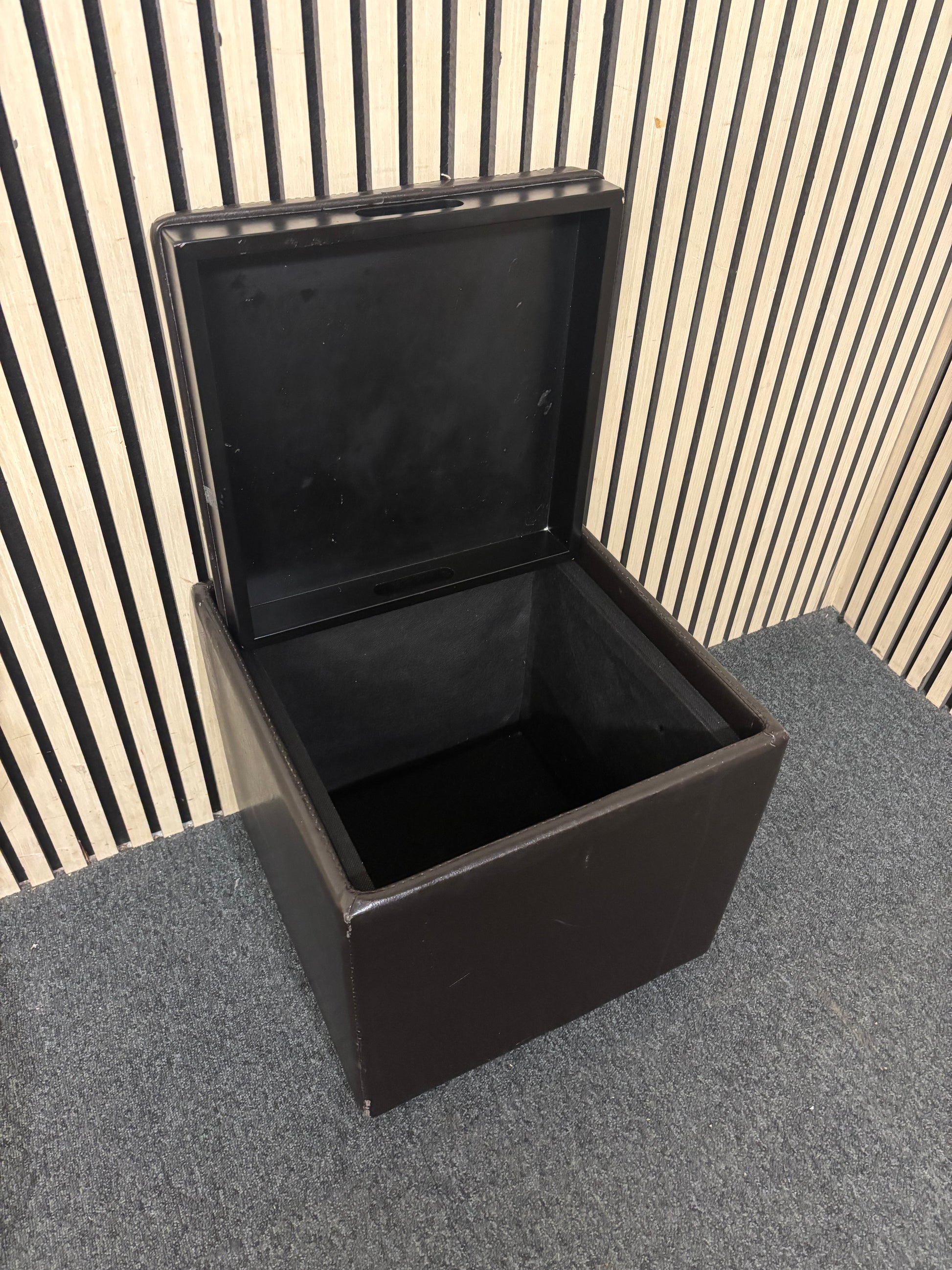 Brown leather small storage footstool 43874