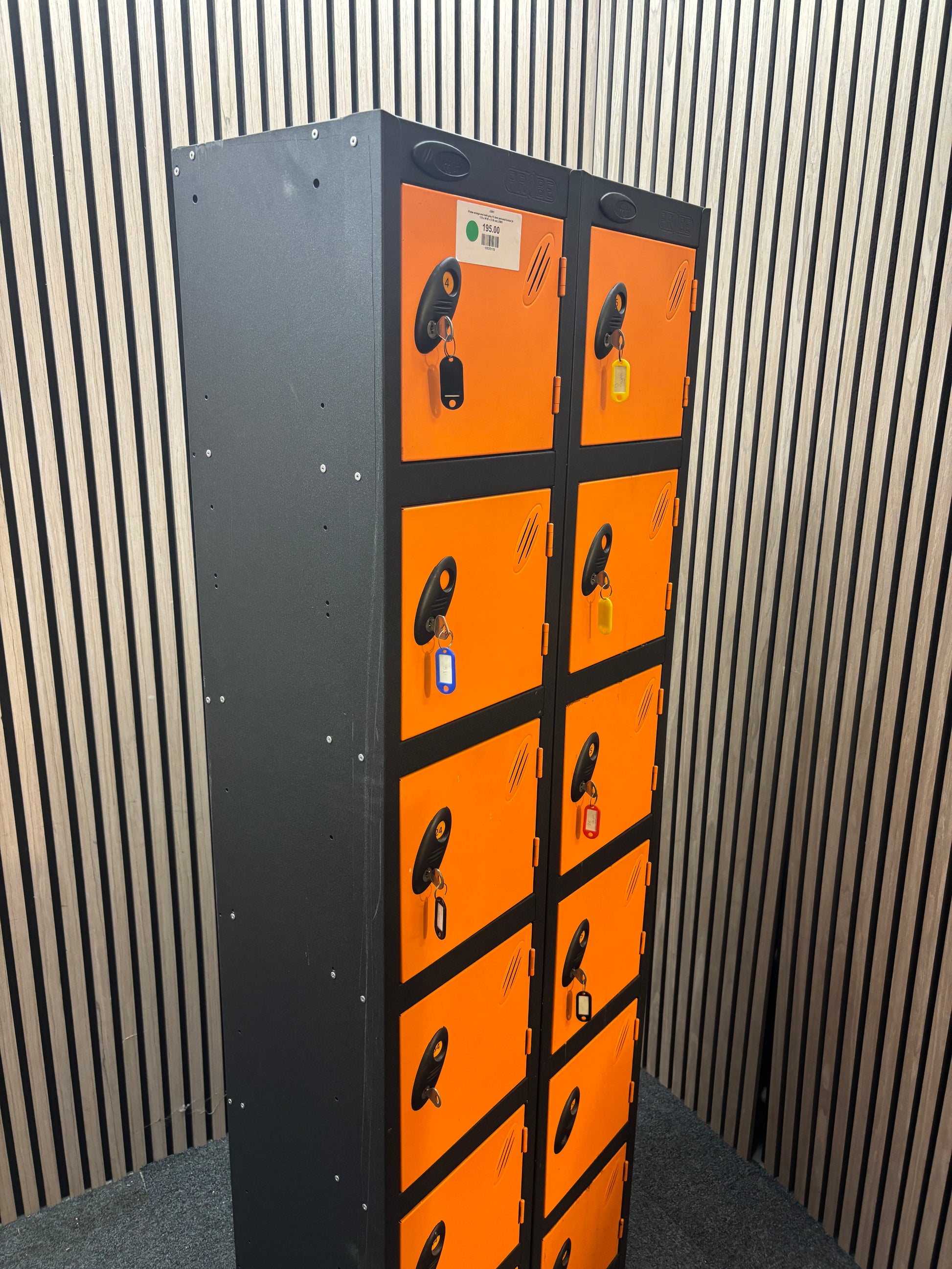 Probe orange and dark grey 12 door personal locker (H 178 x W 60 x D 30 cm) J3861
