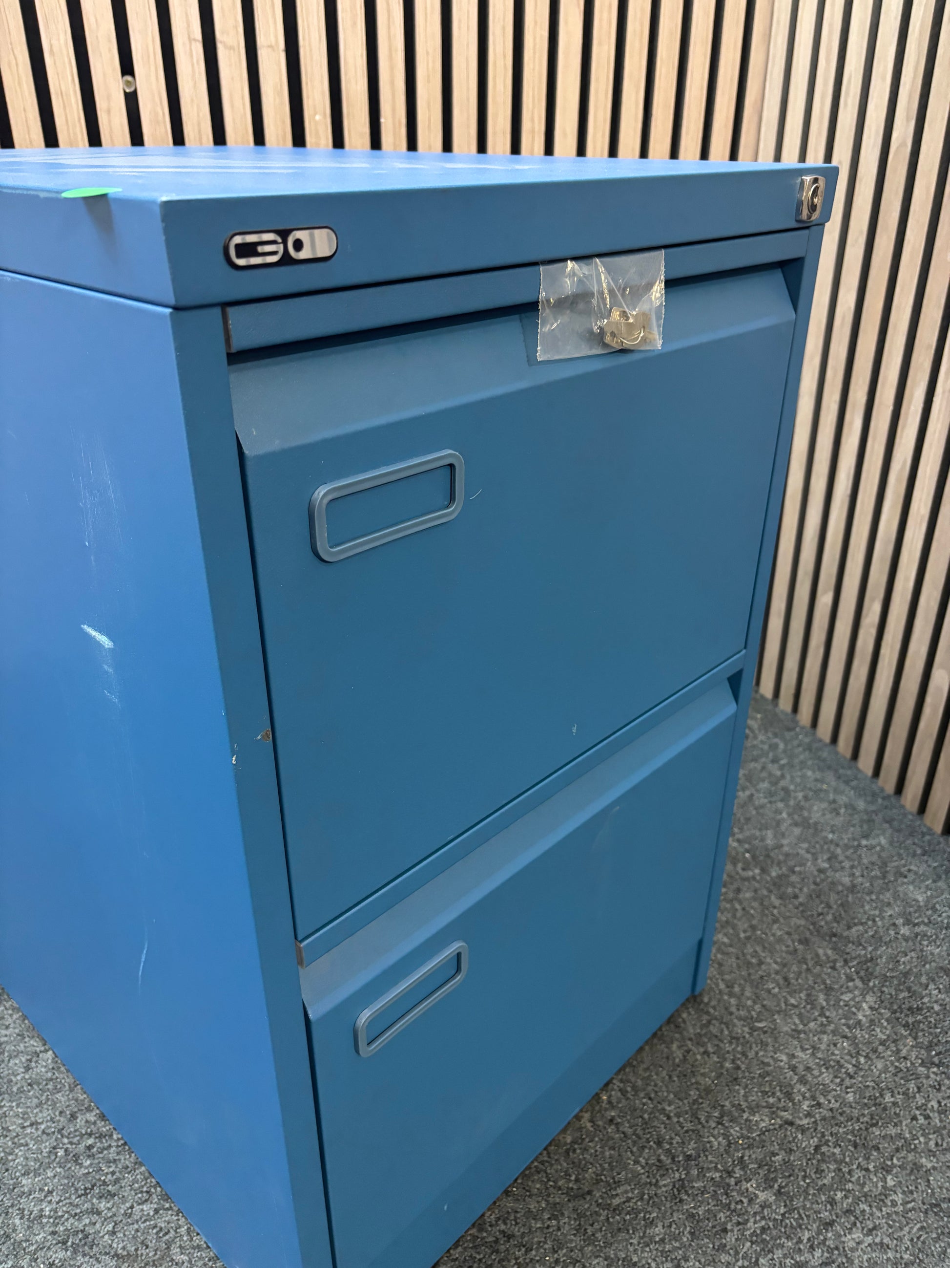 Blue GO 2 drawer filing cabinet