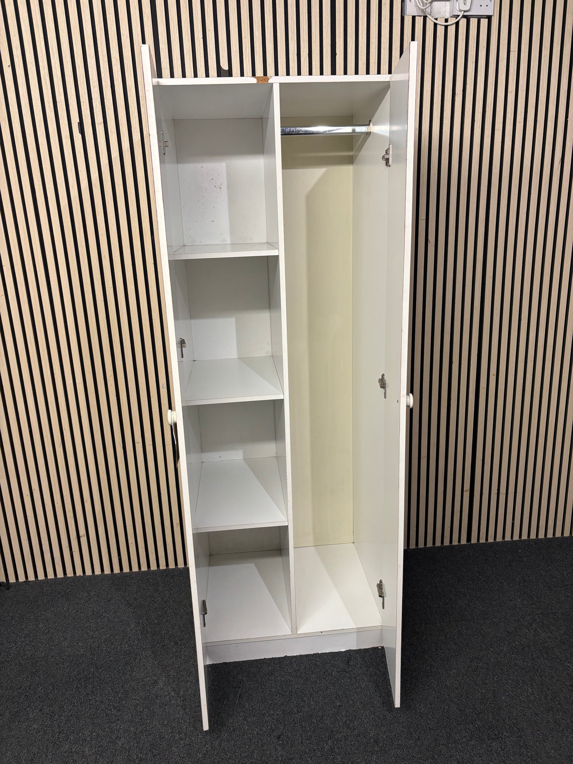 Tall 2 door white laminate wardrobe 183 x 65 x 55 44081