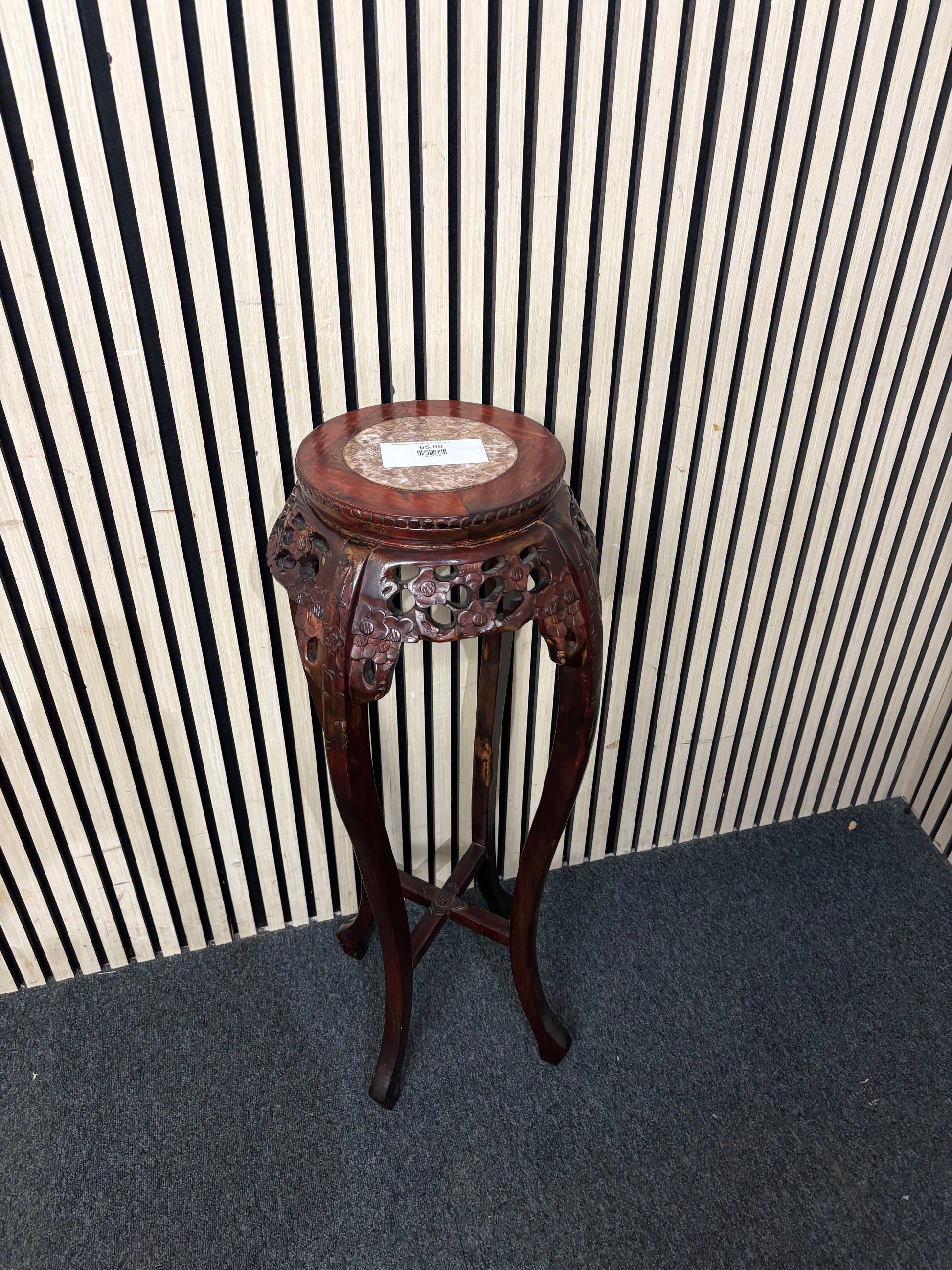 Tall circular lamp table with marble inlaid 44106