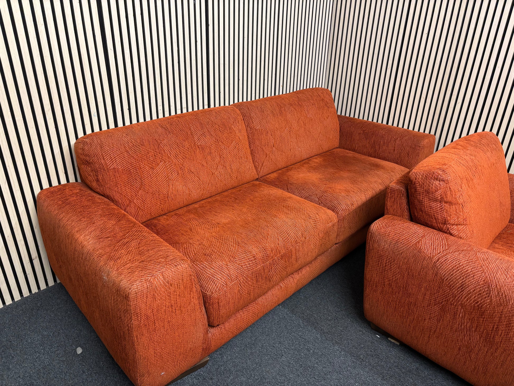Burnt orange 3+1 fabric sofa suite 44225