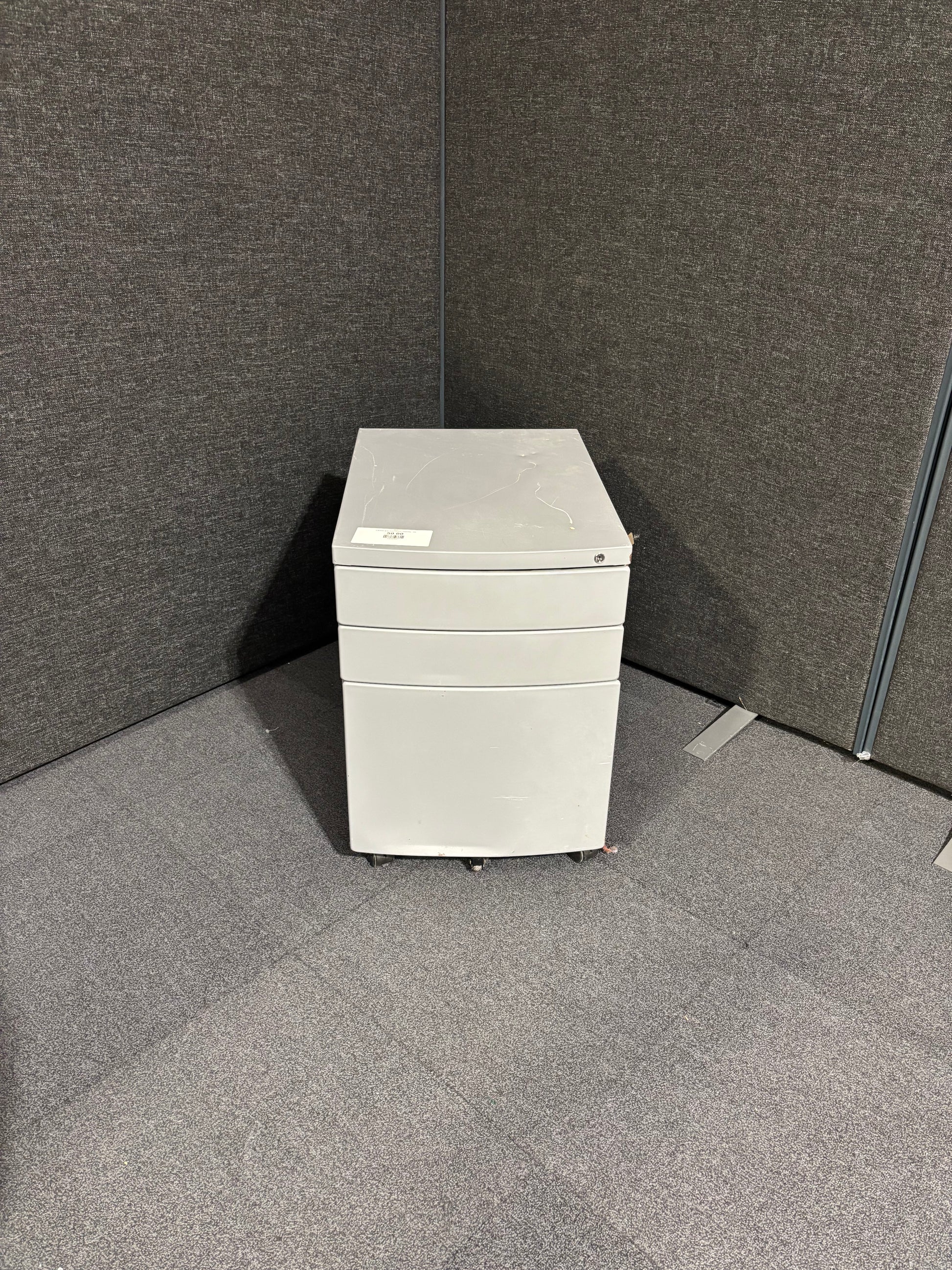 3 drawer grey metal mobile pedestal 1325