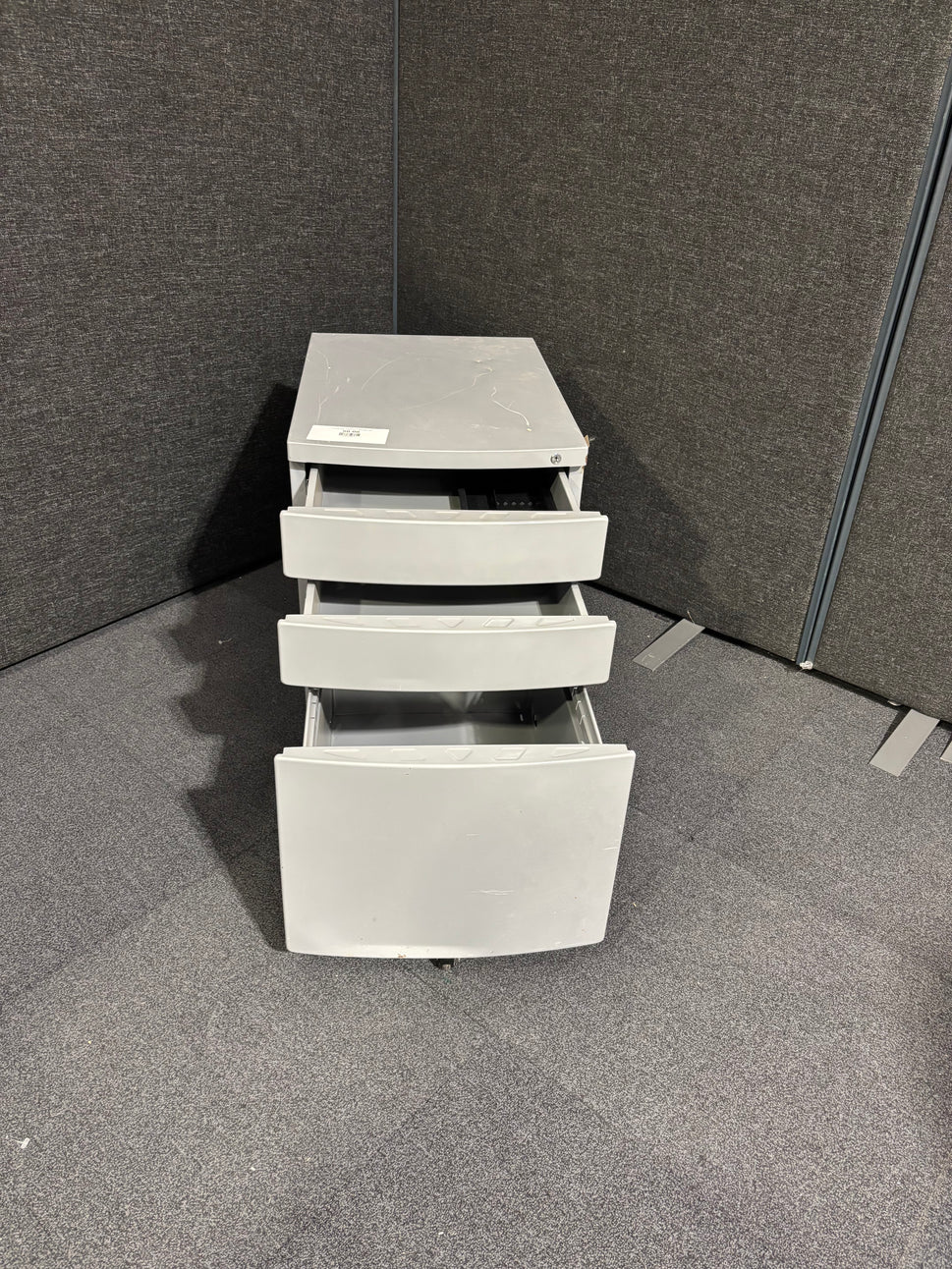 3 drawer grey metal mobile pedestal 1325