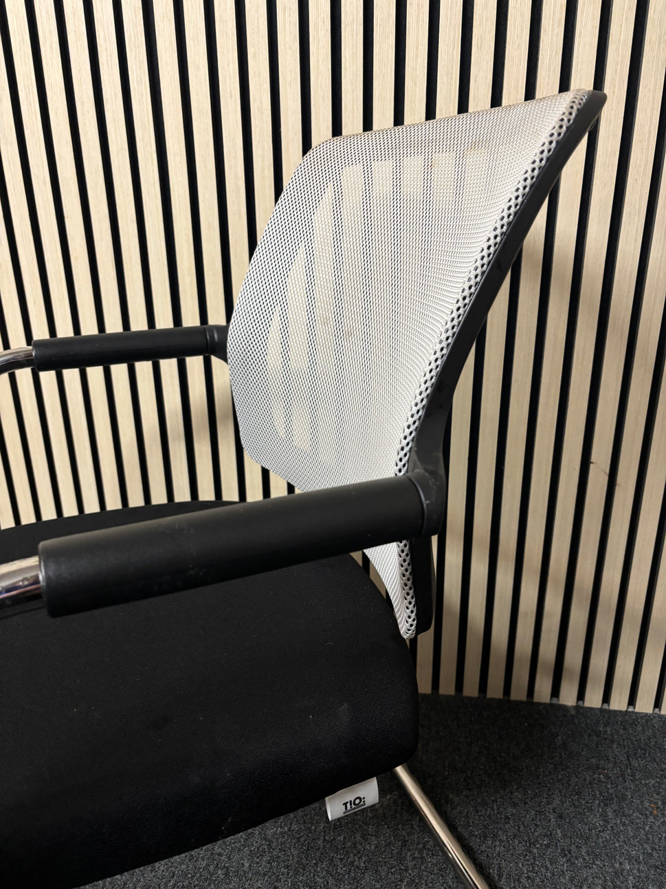 White mesh back black fabric seat chrome framed meeting chair