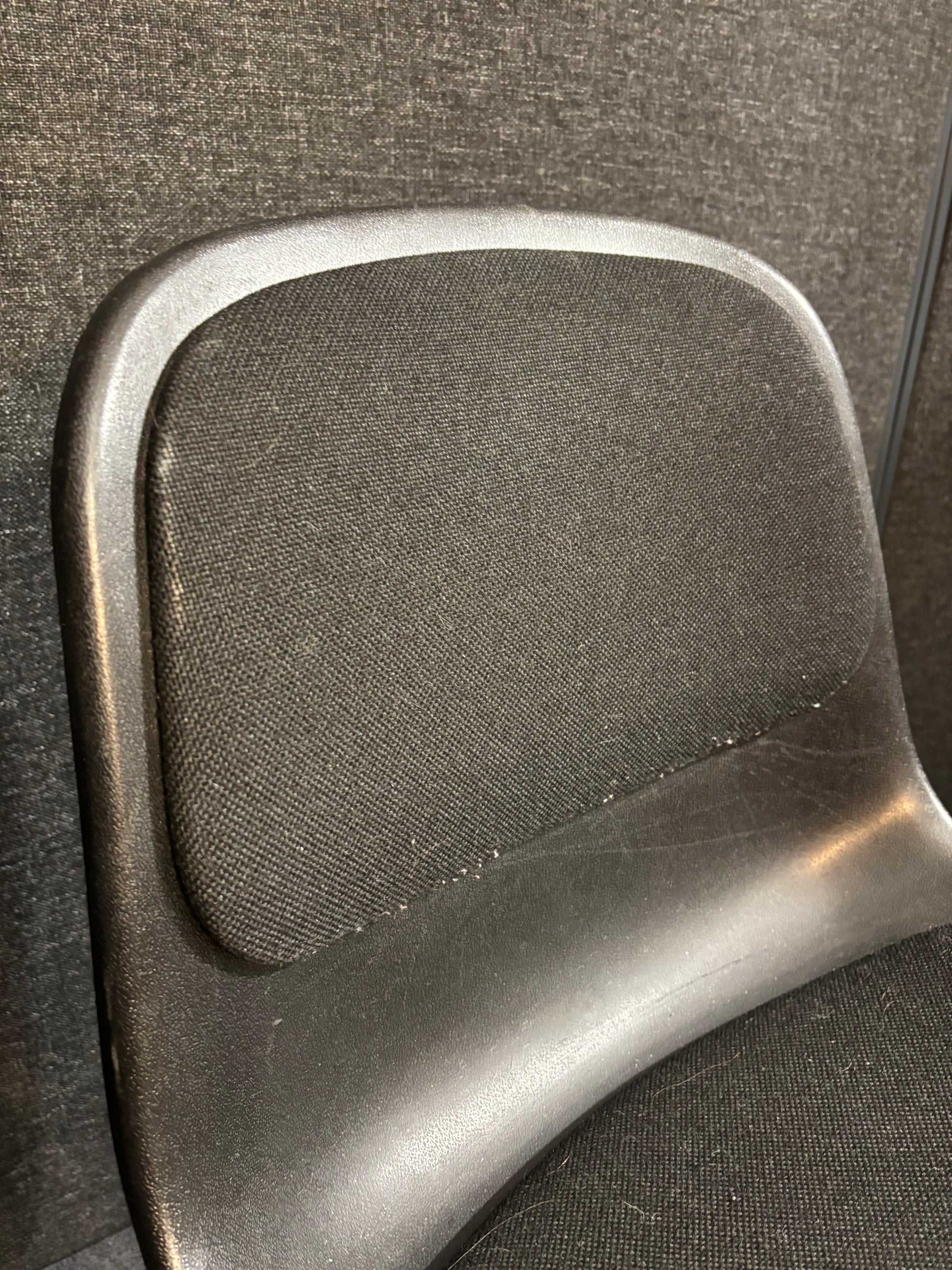 Black chrome framed polyprop stacking chair with black fabric seat LARGE QTY IN STOCK