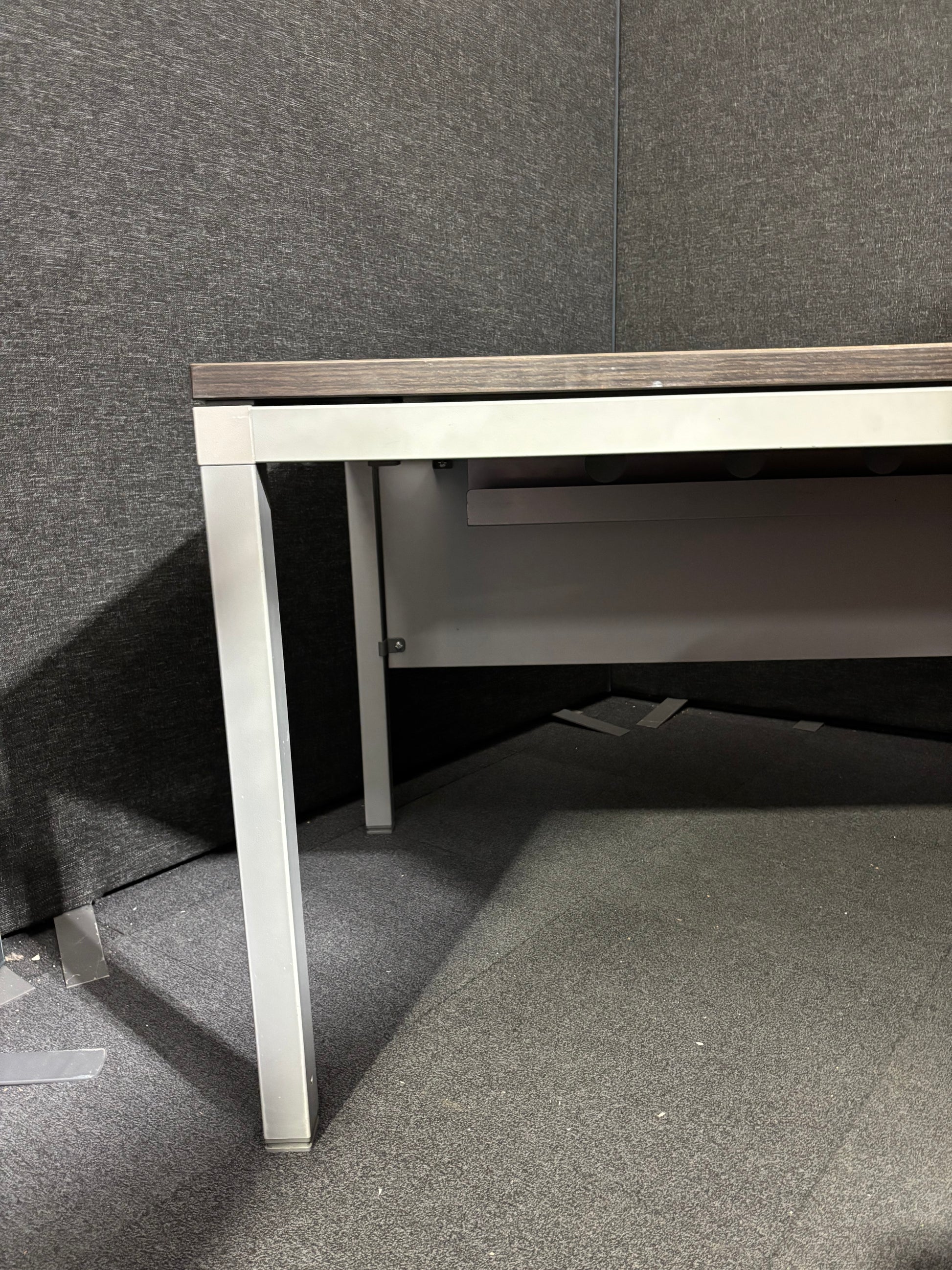 Dark wood 1600*800 metal framed second hand straight desk