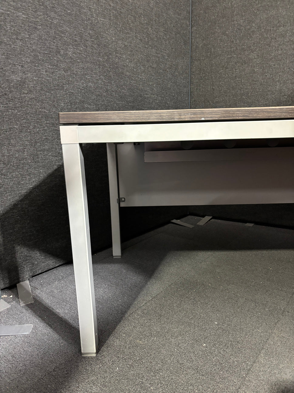 Dark wood 1600*800 metal framed second hand straight desk