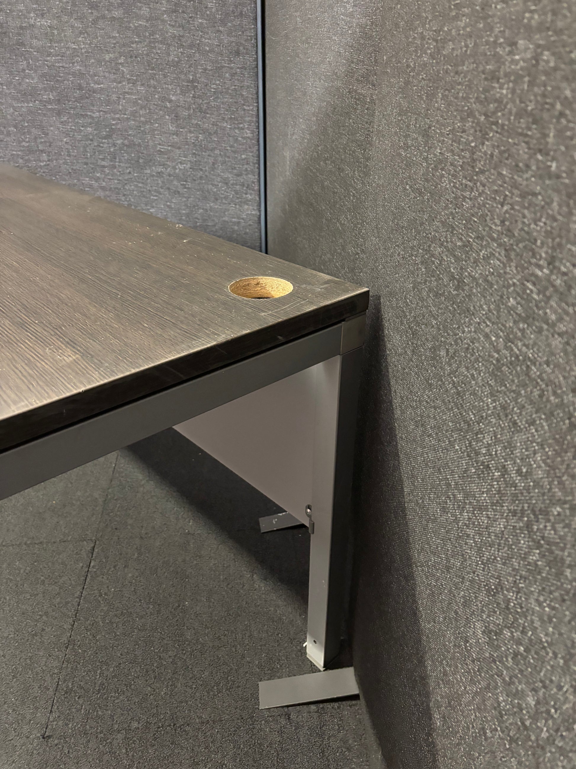 Dark wood 1600*800 metal framed second hand straight desk