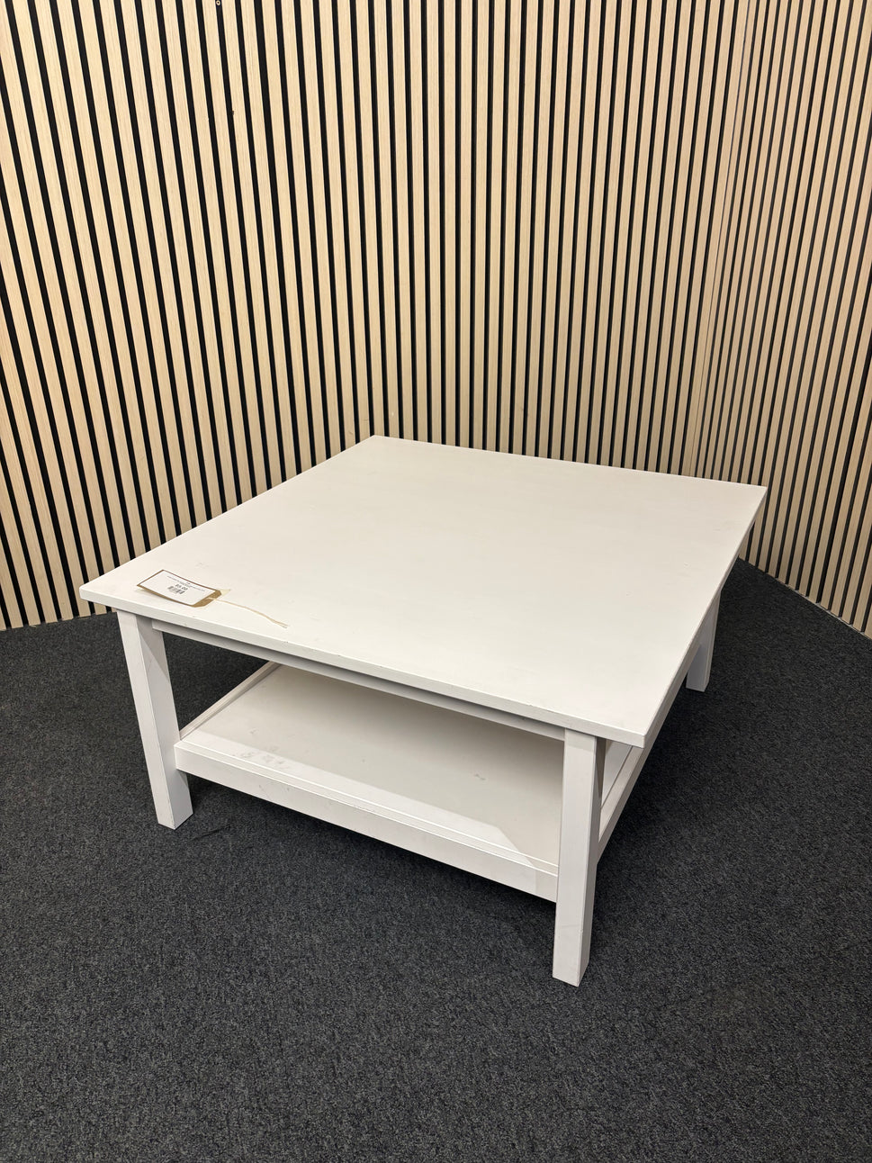 Large wooden low square tiered coffee table (H 46 x W 90 x D 90 cm0 2325