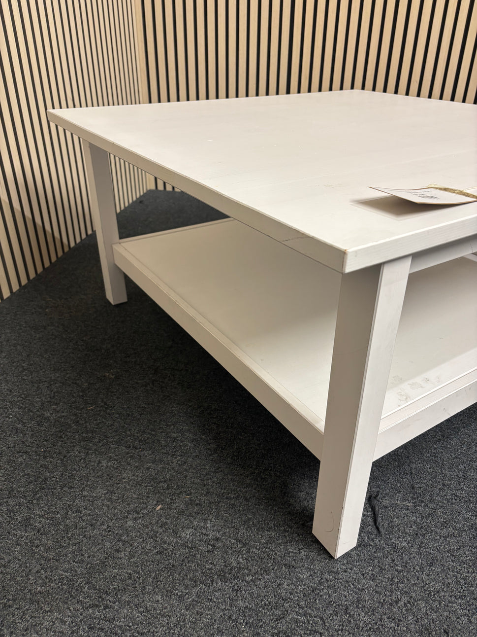 Large wooden low square tiered coffee table (H 46 x W 90 x D 90 cm0 2325