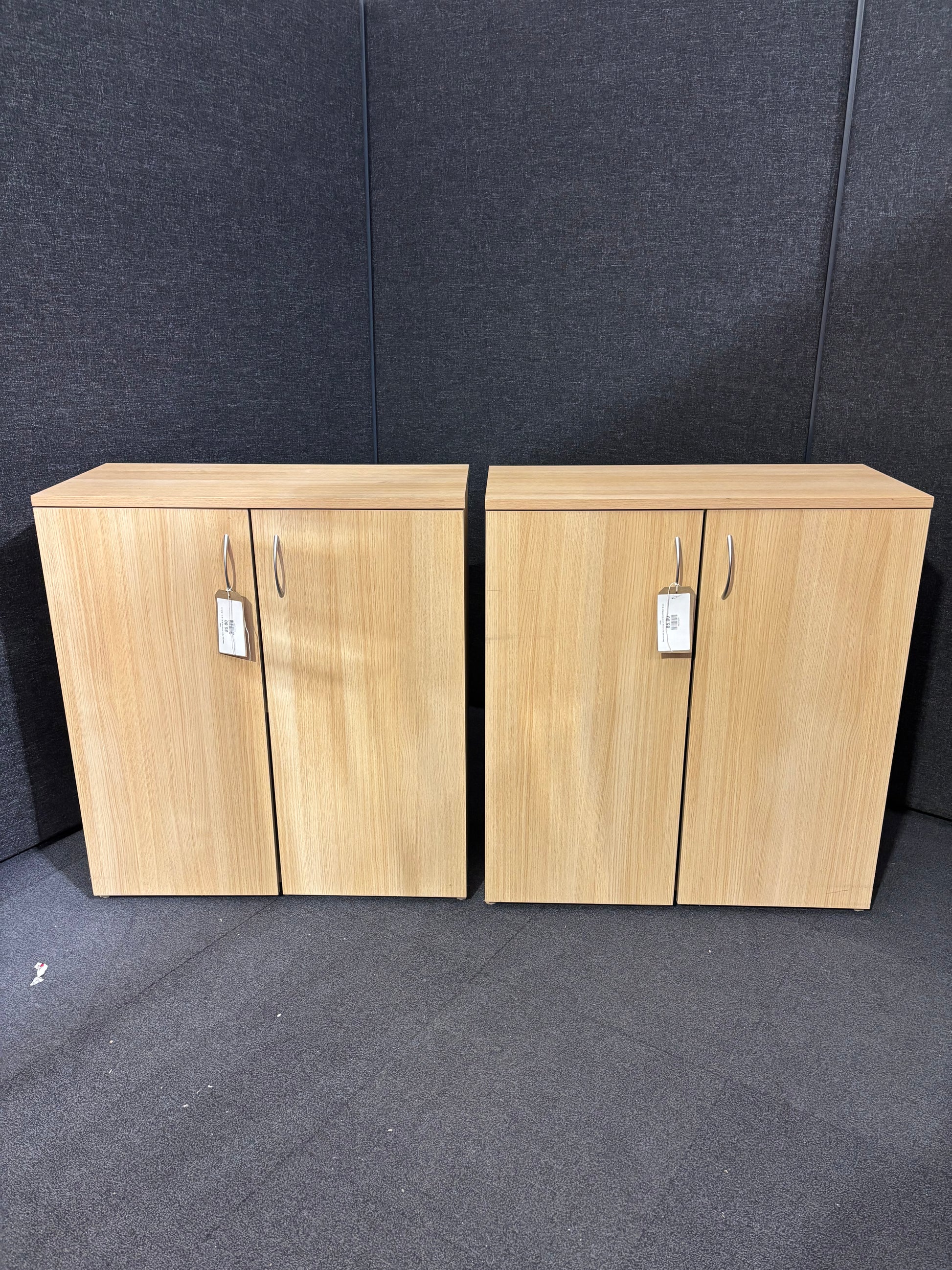 Beech low 2 door storage unit (H 82 x W 74 x D 34 cm)