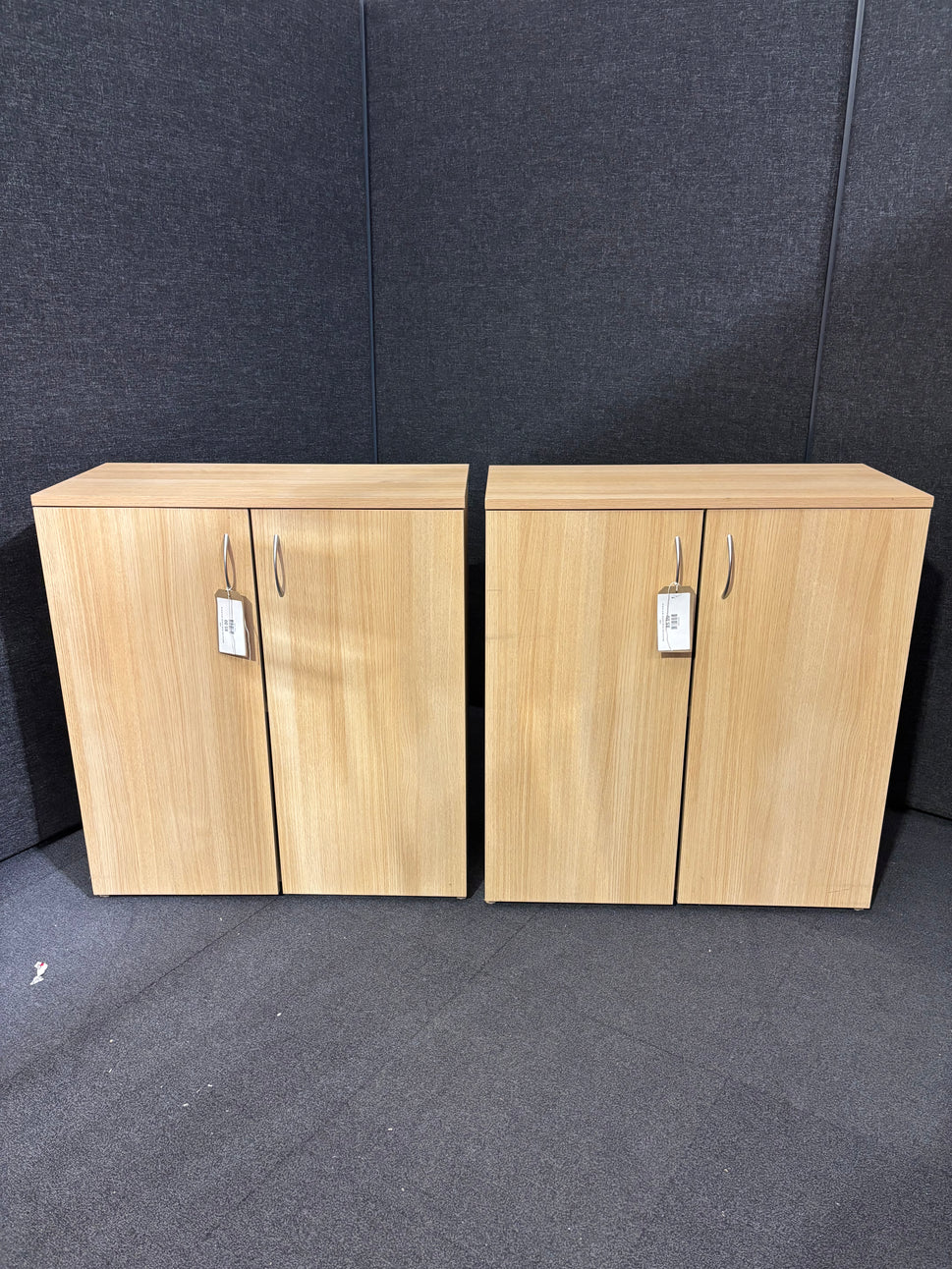 Beech low 2 door storage unit (H 82 x W 74 x D 34 cm)