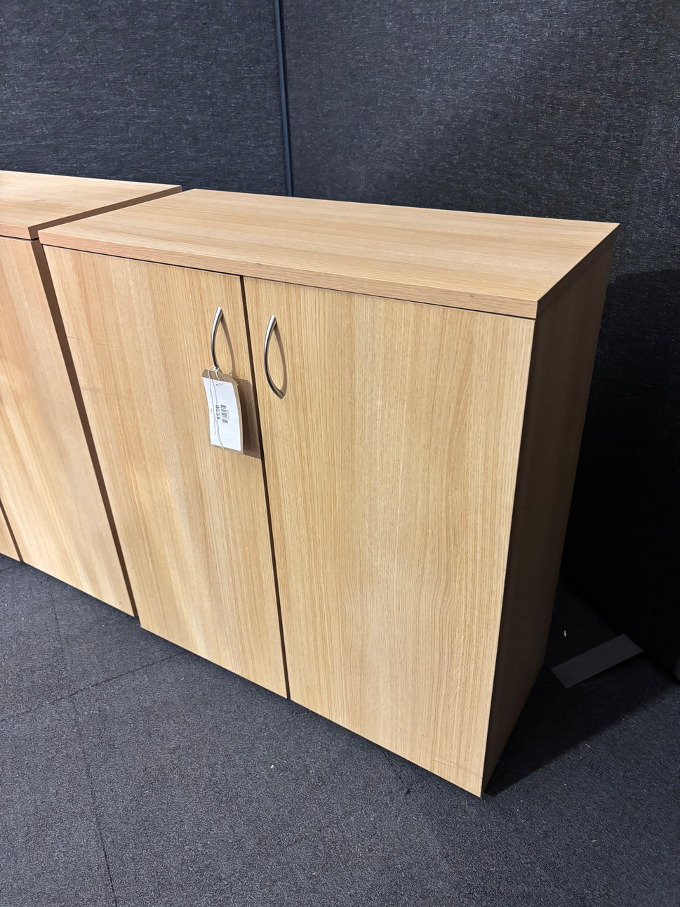 Beech low 2 door storage unit (H 82 x W 74 x D 34 cm)