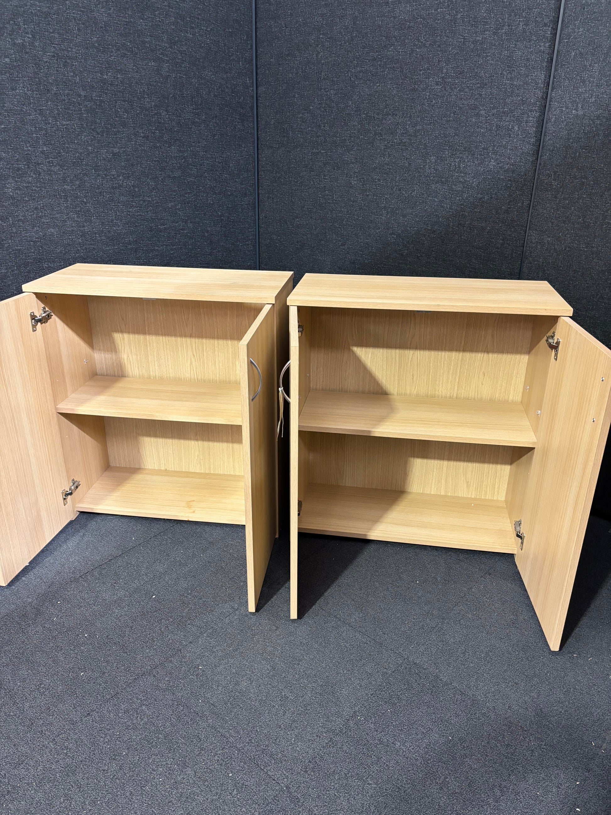 Beech low 2 door storage unit (H 82 x W 74 x D 34 cm)