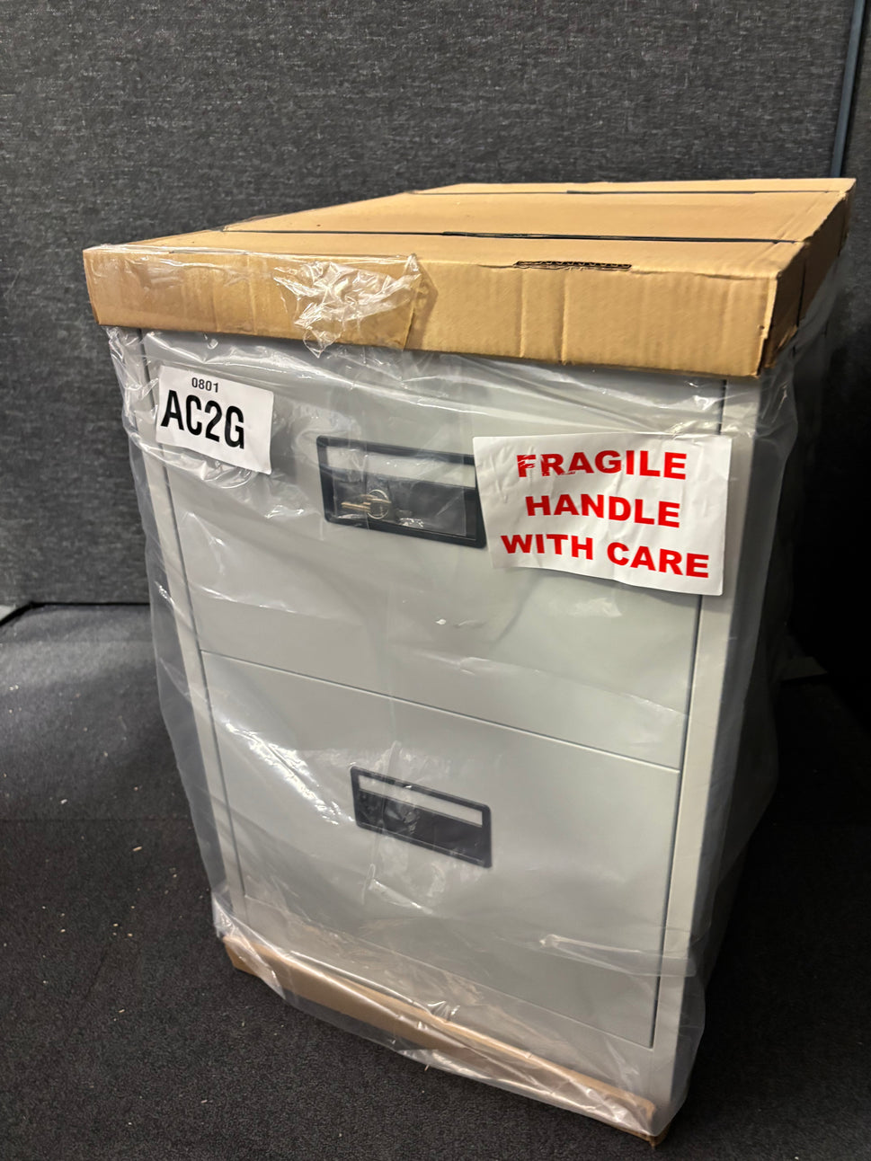 NEW AC2G 2 drawer filing cabinet in grey metal with keys H73X46wx62D. BRAND NEW PRICE INC VAT AT 23%