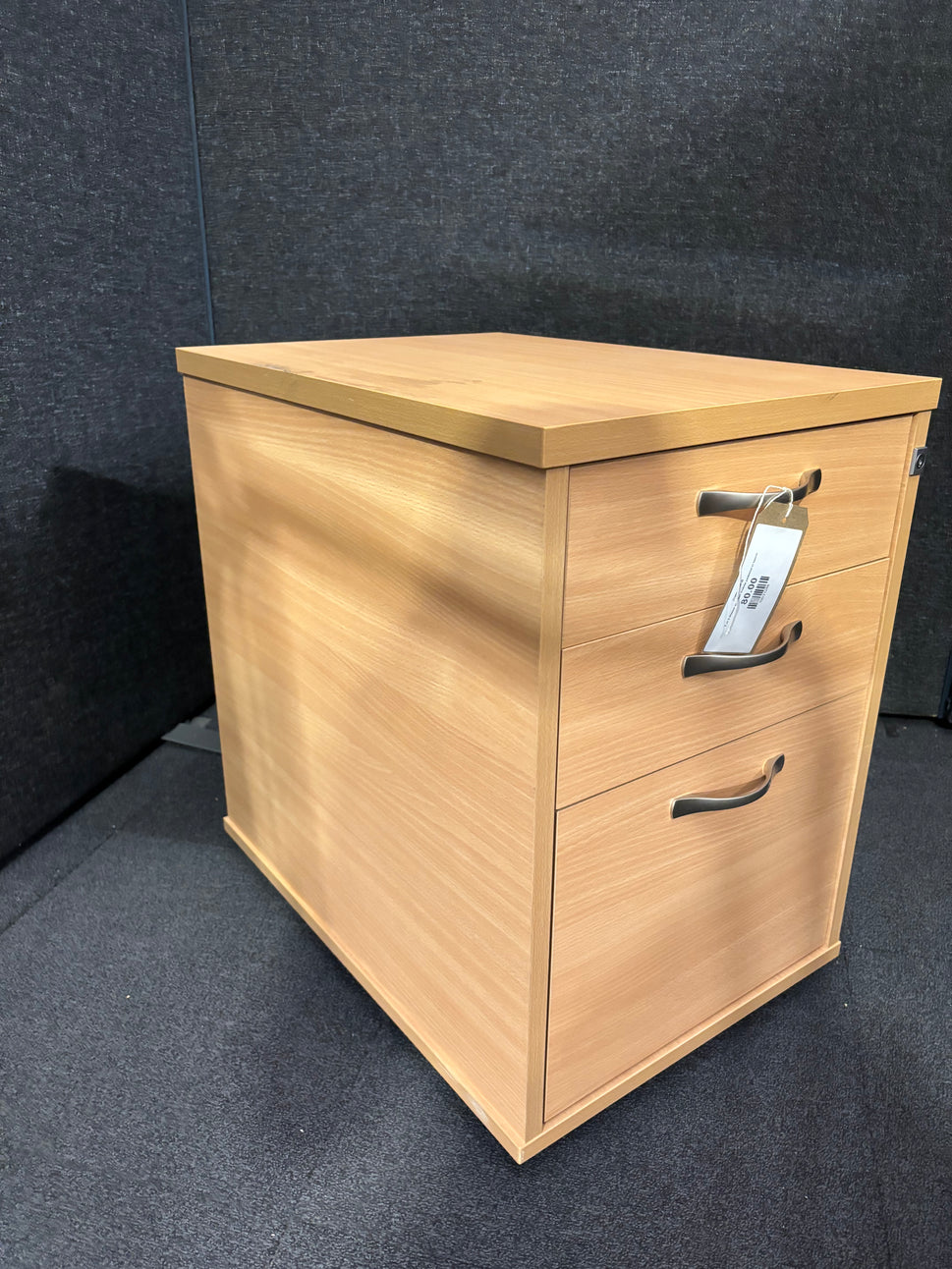 2 or 3 drawer wooden mobile pedestal in beech