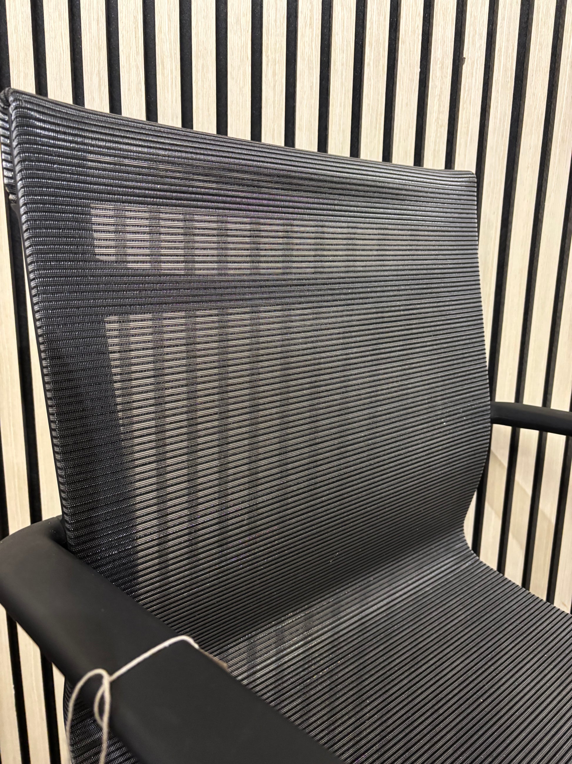 EX DEMO Sirena black mesh multifunction meeting swivel chair with fixed black plastic arms PRICE INC VAT AT 23%