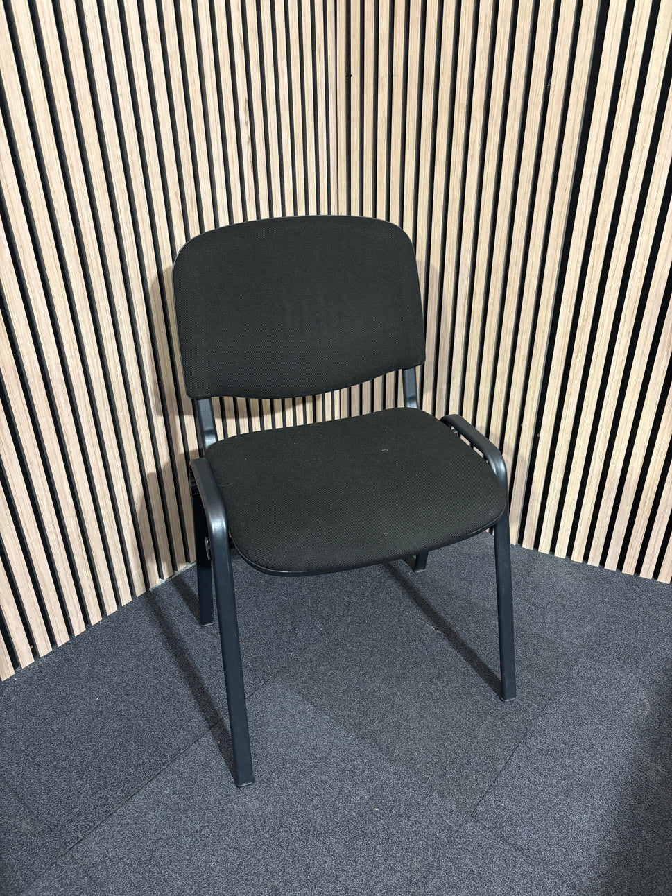 Black fabric plastic frame taurus stacking chair 2425