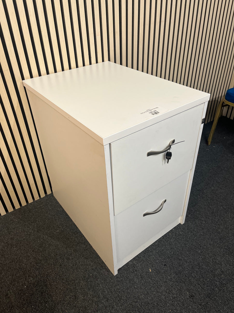 Wooden 2 drawer filing cabinet with silver handles 730mm high - Various wood finishes (730H x 480W x 650D)