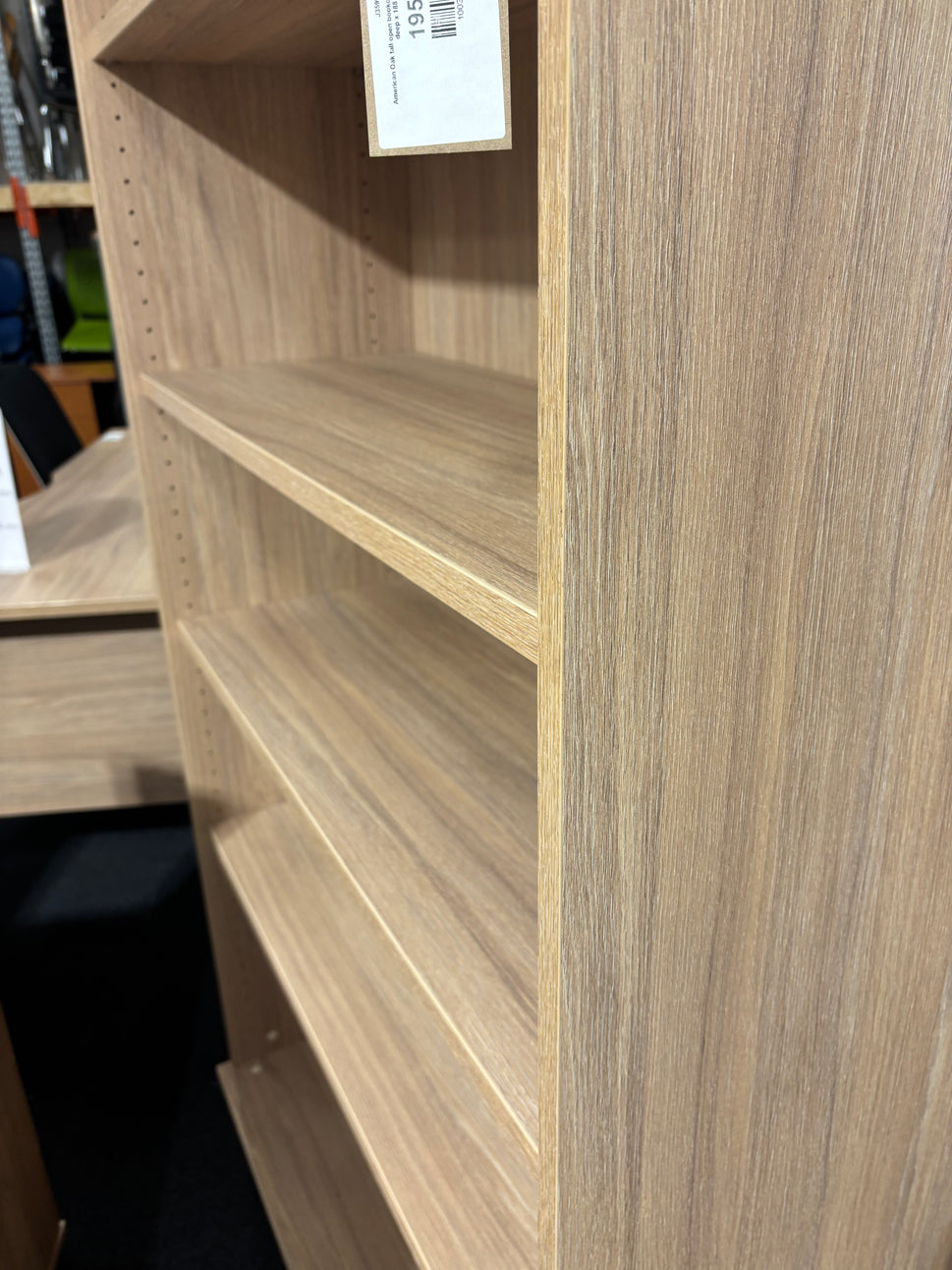 American Oak tall open bookcase - 100 cm wide x 43 cm deep x 188 cm high