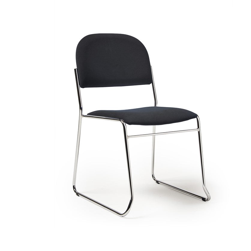 Jive fabric stacking chair with solid frame in black- no arms