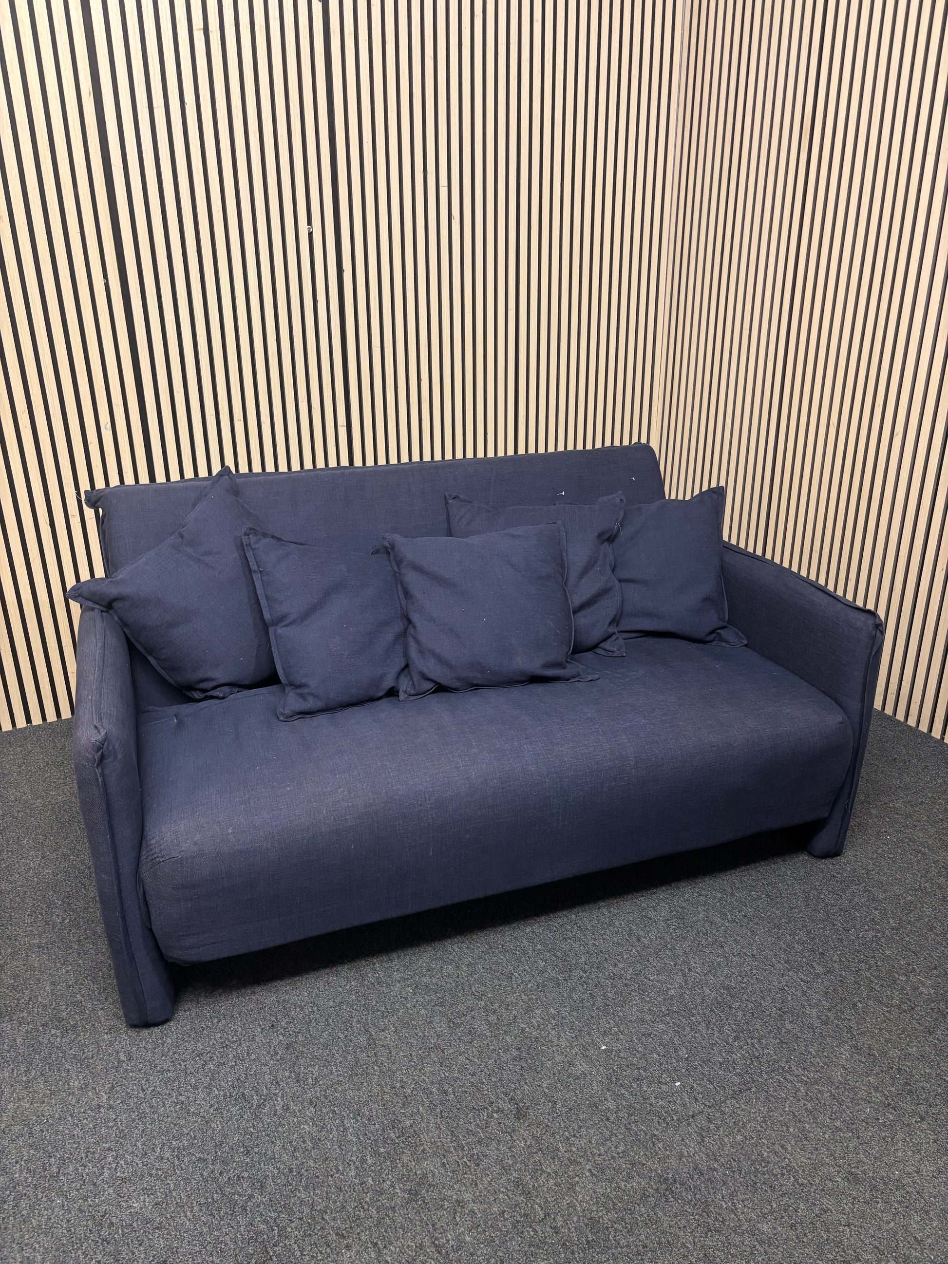 Dark navy fabric futon sofa 3126