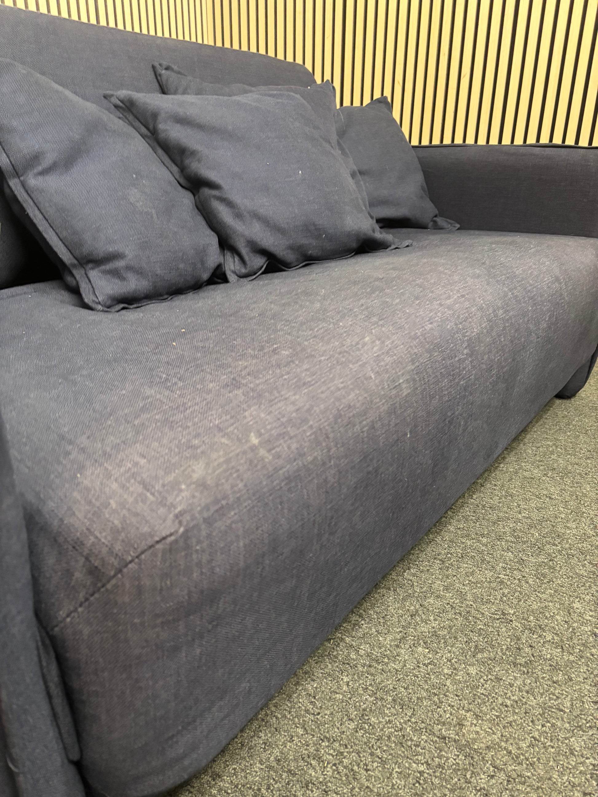 Dark navy fabric futon sofa 3126