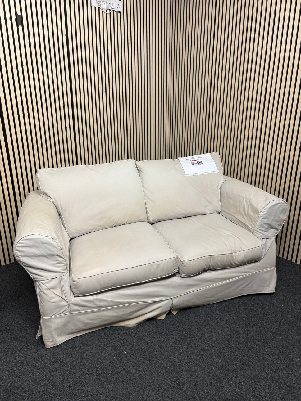 2 seater oatmeal fabric sofa 3126